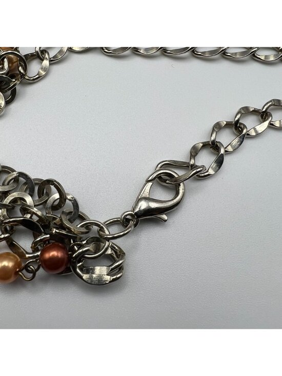 Layered Beaded & Chain Necklaces Featuring Warm Tones Of Amber Cream Bronze And - Picture 6 of 6
